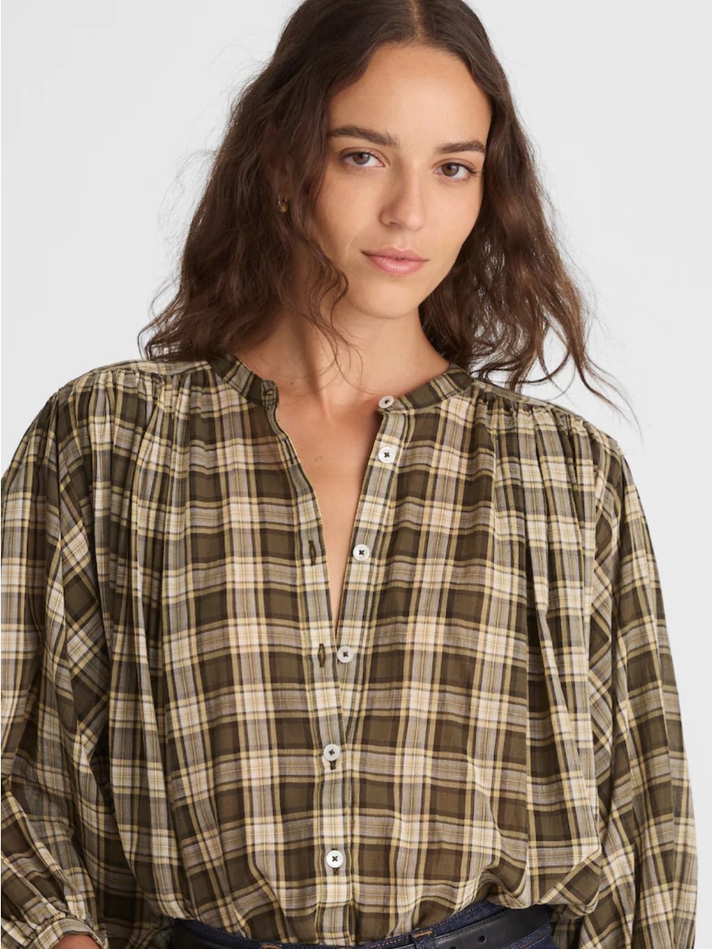 Madewell Olive and Cream Plaid Button-Down Shirt NWOT